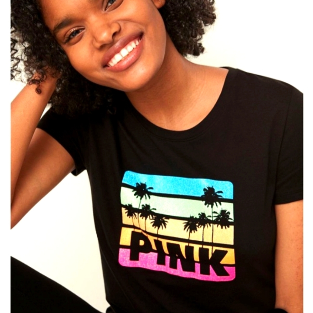 Victoria's Secret Pink palm glitter tee